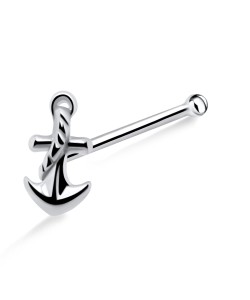 Roped Anchor Shaped Silver Bone Nose Stud NSKD-1035